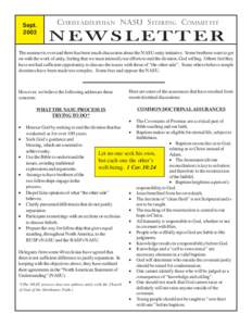 Sept[removed]CHRISTADELPHIAN NASU STEERING COMMITTEE  NEWSLETTER