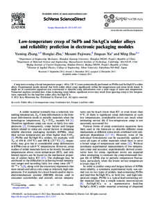 Available online at www.sciencedirect.com  Scripta Materialia[removed]–610 www.elsevier.com/locate/scriptamat  Low-temperature creep of SnPb and SnAgCu solder alloys