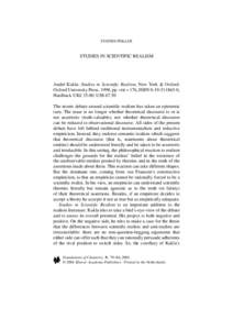 STATHIS PSILLOS  STUDIES IN SCIENTIFIC REALISM André Kukla: Studies in Scientific Realism, New York & Oxford: Oxford University Press, 1998, pp. viii + 176, ISBN,