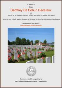 In Memory of  Major Geoffrey De Bohun Devereux MC