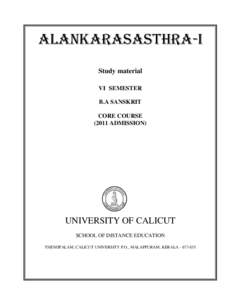 ALANKARASASTHRA-I Study material VI SEMESTER B.A SANSKRIT CORE COURSE[removed]ADMISSION)