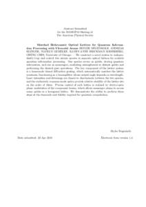 Abstract Submitted for the DAMOP10 Meeting of The American Physical Society Matched Bichromatic Optical Lattices for Quantum Information Processing with Ultracold Atoms SKYLER DEGENKOLB, ANDREAS KLINGER, NATHAN GEMELKE, 