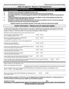 Visitor Pre-Approval Form / Request to Visit Questionnaire