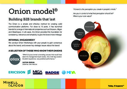Onion model  ® “A brand is the perception you create in people’s minds.” Are you in control of what that perception should be?