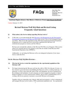 U.S. Fish and Wildlife Service  FAQs Public Affairs Office PO Box 1306