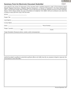 Print Form  Summary Form for Electronic Document Submittal Form F