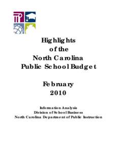 Highlights of the NC Public School Budget