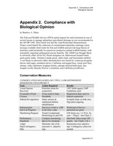 Appendix 2. Compliance with Biological Opinion Appendix 2. Compliance with Biological Opinion by Beatrice A. Olsen