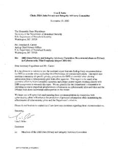 REPORT[removed]OF THE DATA PRIVACY AND INTEGRITY ADVISORY COMMITTEE (DPIAC) ON PRIVACY AND CYBERSECURITY PILOTS As approved in public session NOVEMBER 7, 2012