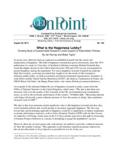 Comp et itiv e Ent e rp ri se I nst itut e th[removed]L St re et , NW • 1 2 F loo r • W a sh ingto n, DC[removed][removed] • w w w .cei .o rg Advancing Liberty – From the Economy to Ecology August 29, 2