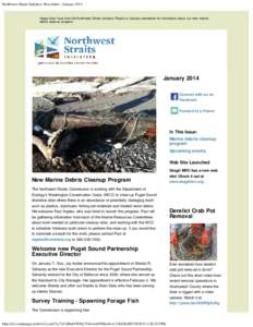 Northwest Straits Initiative Newsletter - JanuaryHappy New Year from the Northwest Straits Initiative! Read our January newsletter for information about our new marine debris cleanup program.  January 2014