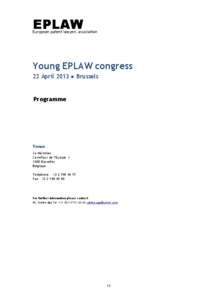 EPLAW  European patent lawyers association Young EPLAW congress 22 April 2013 ● Brussels