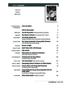 Table of Contents Volume 33 Number 2 WinterFrom the Editors