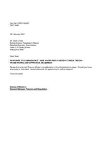 Microsoft Word - Letter - Response to Essential Services Commission 2008 Water Price Review ~ Februarydoc