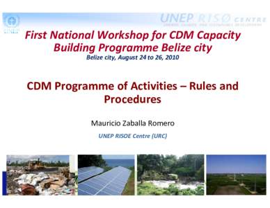 First National Workshop for CDM Capacity  Building Programme Belize city Belize city, August 24 to 26, 2010 CDM Programme of Activities – Rules and  Procedures