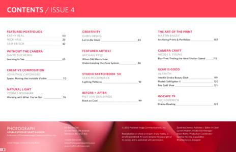 contents / ISSUE 4 FEATURED PORTFOLIOS CREATIVITY  THE ART OF THE PRINT