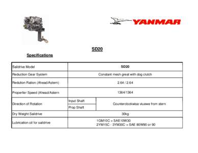 SD20 Specifications SD20 S ild i M Saildrive