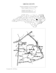 GREENE COUNTY Formed as Glasgow in 1791 from Dobbs, Name Changed to Greene in 1799 Number of Post Offices - 30 Number with postmarks known - 16