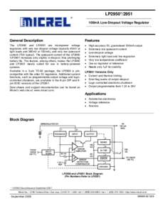 LP2950*/2951 100mA Low-Dropout Voltage Regulator General Description  Features