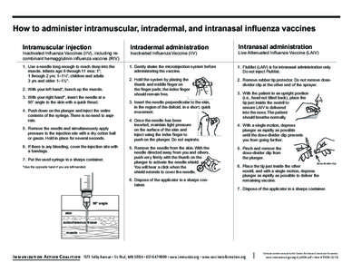 How to administer intramuscular, intradermal, and intranasal influenza vaccines Intramuscular injection Intradermal administration  Intranasal administration