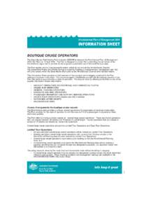 Hinchinbrook Plan of Management[removed]INFORMATION SHEET BOUTIQUE CRUISE OPERATORS The Great Barrier Reef Marine Park Authority (GBRMPA) released the Hinchinbrook Plan of Management[removed]the Plan) on 15 April[removed]The P