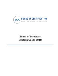 Board of Directors Election Guide 2018 TABLE OF CONTENTS Content Introduction