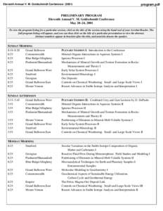 Eleventh Annual V. M. Goldschmidt Conference[removed]program.pdf PRELIMINARY PROGRAM Eleventh Annual V. M. Goldschmidt Conference