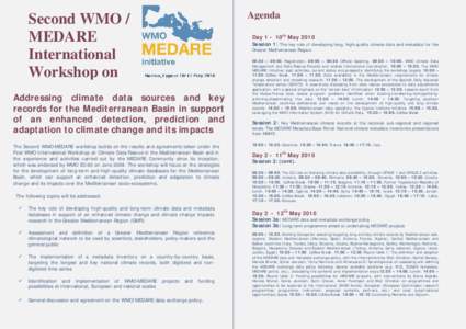 Agenda  Second WMO / MEDARE International Workshop on