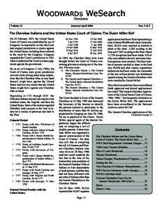 WOODWARDS WeSearch Newsletter Volume 12  January/April 2004