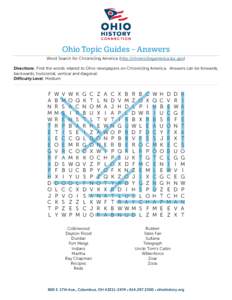 Ohio Topic Guides – Answers Word Search for Chronicling America (http://chroniclingamerica.loc.gov) Directions: Find the words related to Ohio newspapers on Chronicling America. Answers can be forwards, backwards, hori