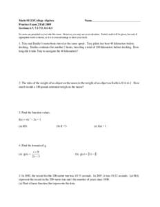 Microsoft Word - Math-M123 Practice Exam 2 Fall 2009