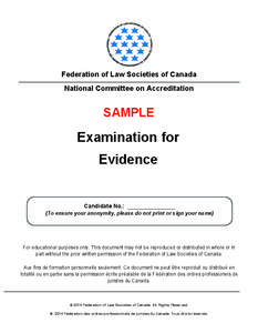 Federation of Law Societies of Canada National Committee on Accreditation SAMPLE  Examination for