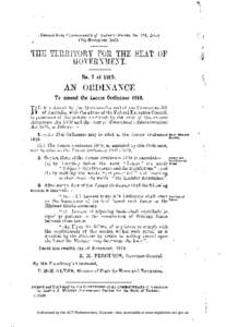 [Extract from Commonwealth of Australia Gazette, No. 128, dated 13th November, 1919.: THE TERRITORY FOR THE SEAT OF GOVERNMENT. No. 7 of 1919.