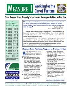 MEASURE I  Working for the City of Fontana  San Bernardino County’s half-cent transportation sales tax