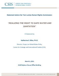 Statement before the Tom Lantos Human Rights Commission  “REALIZING THE RIGHT TO SAFE WATER AND SANITATION”  A Statement by