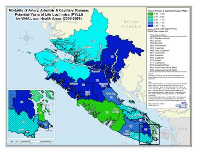 Mortality of Artery, Arteriole & Capillary Disease: Potential Years of Life Lost Index (PYLLI) by VIHA Local Health Areas[removed]Artery, Arteriole & Capillary Disease PYLLI: