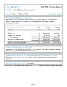 H.B. 131 4th Sub. (Green)  Fiscal Note Short Title: Public Education Modernization Act Sponsor: