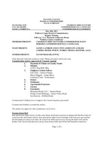 WALLOWA COUNTY BOARD of COMMISSIONERS STATE of OREGON[removed], X130 FAX: [removed]SANDY LATHROP E.A.