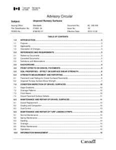 Road transport / Pavements / Soil / California bearing ratio / Runway / Pavement Classification Number / Penetrometer / Subgrade / Frost heaving / Transport / Land transport / Airport infrastructure