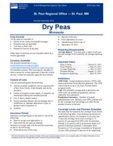 St. Paul, Minnesota Regional Office 2015 Crop Year Minnesota Dry Peas