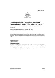 2013 No 295  New South Wales Administrative Decisions Tribunal Amendment (Fees) Regulation 2013