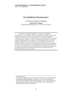 Non-equilibrium thermodynamics / Philosophy of thermal and statistical physics / State functions / Entropy / Equilibrium thermodynamics / Self-organization / Dissipative system / Complexity / Irreversible process / Thermodynamics / Physics / Thermodynamic entropy