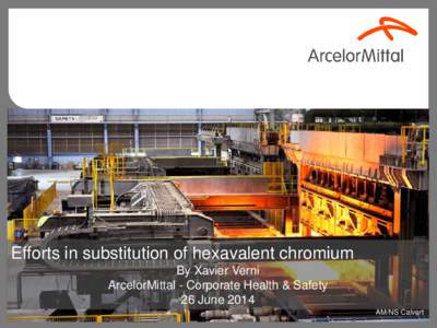 Efforts in substitution of hexavalent chromium By Xavier Verni ArcelorMittal - Corporate Health & Safety 26 June 2014 AM/NS Calvert