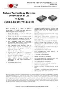FT221X USB 8-BIT SPI/FT1248 IC Datasheet Version 1.3 Document No.: FT_000630 Clearance No.: FTDI# 263 Future Technology Devices International Ltd.