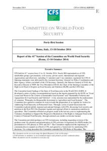 November[removed]CFS 41 FINAL REPORT E COMMITTEE ON WORLD FOOD