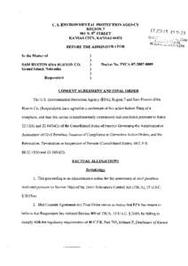 consent agreement, sam huston dba huston co., TSCA[removed], grand island, nebraska, january 17, 2007