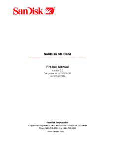 SanDisk SD Card  Product Manual