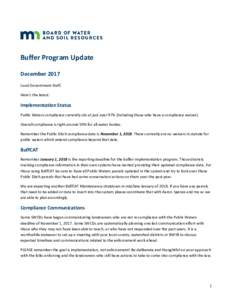Buffer Program Update December 2017 Local Government Staff, Here’s the latest:  Implementation Status