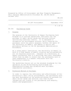 Prepared by Office of Procurement and Real Property Management. This replaces Administrative Procedure No. A8.266 dated October 2013 A8.266  A8.200 Procurement