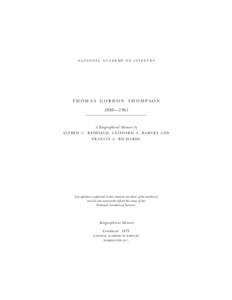 national academy of sciences  Thomas gordon Thompson 1888—1961